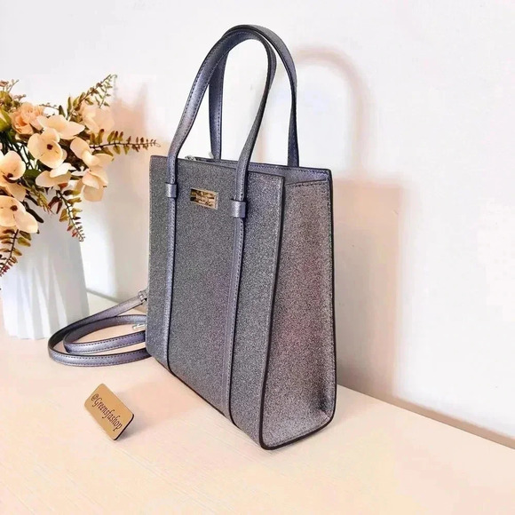 Kate Spade Purse Kenzie Glitter Small Tote Candied Flower - Picture 2 of 10